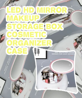 Led hd mirror makeup storage box cosmetic organizer case